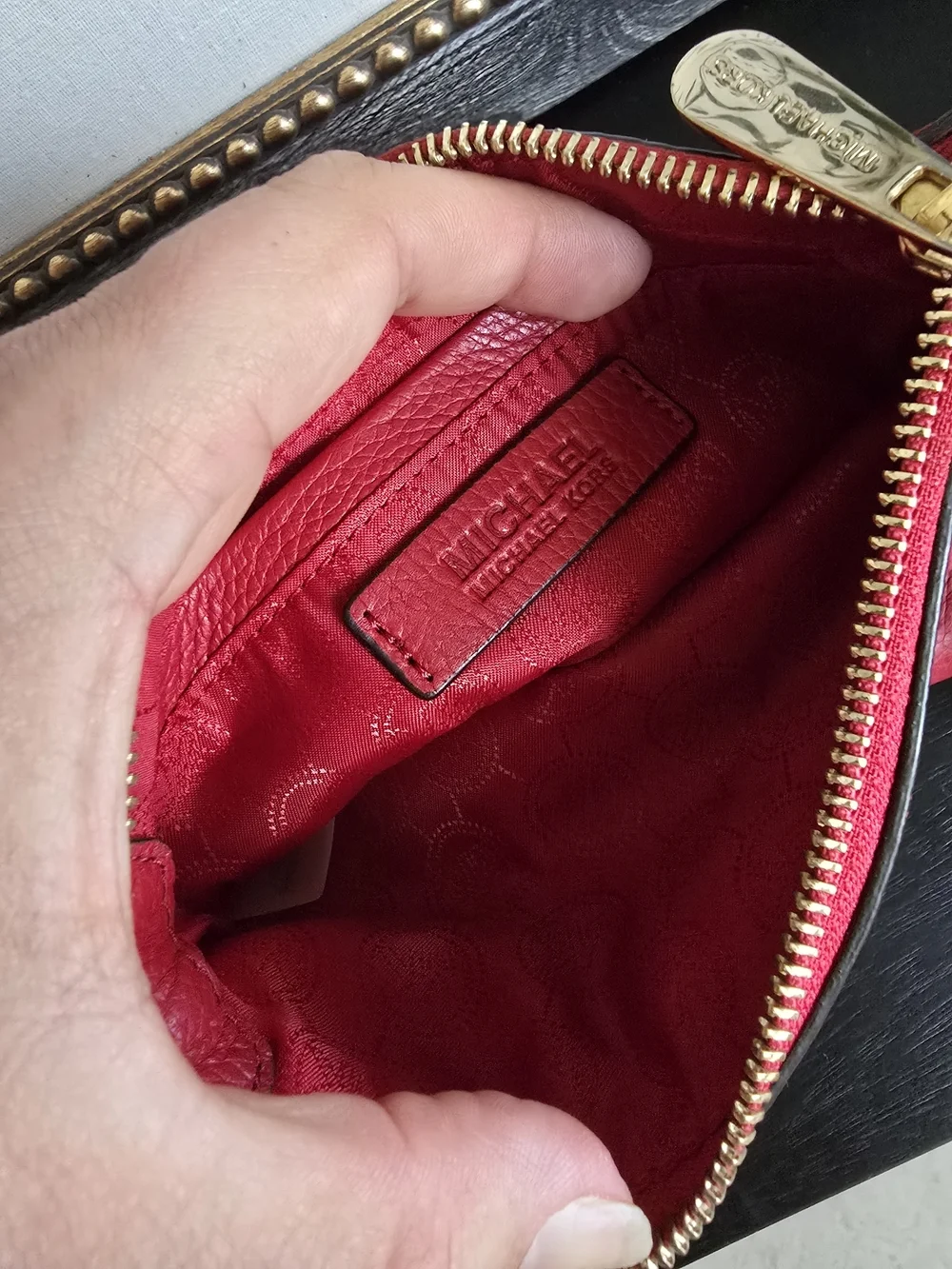 Michael Kors Red Leather Crossbody Mini Bag